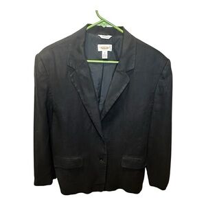 Talbots Irish Linen Classic Black Women's Blazer Size 16